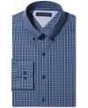 Check mate. With sleek squares and a slim style, this dress shirt from Tommy Hilfiger is the perfect fit for the modern man.