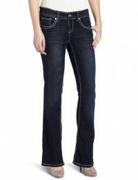 Seven7 Women's Rhinestone Flap Jean, Aubrey Blue, 14