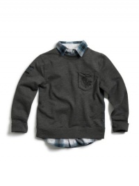 GUESS Kids Boys Long-Sleeve Knit Shirt, DARK GREY (5/6)