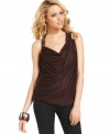 A single, beaded shoulder strap acts as a pretty accent to this draped top from Jessica Simpson -- the perfect night out pick!