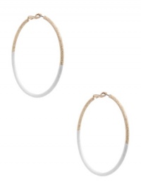 GUESS White And Gold-Tone Hoop Earrings, GOLD