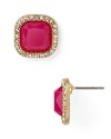 Brighten up your jewel box with these faceted pink stone stud earrings from Aqua, sure to add a high voltage shot of color.