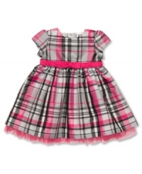 She'll be the prettiest one in pink at the next birthday bash in this pink and grey plaid dress by Carter's.