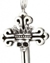 King Baby 22 Curb Link Chain with Traditional Cross with Crowned Skull Pendant Necklace