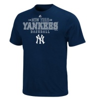 MLB Mens New York Yankees Charge The Mound Athletic Navy Short Sleeve Basic Tee By Majestic