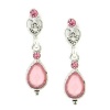 Flights of Fancy Silver Tone with Rose Pink Earrings