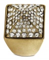 Jessica Simpson's crystal pave stretch ring flaunts a pyramid design for ancient elegance. Stretches to fit finger. Crafted in antiqued gold tone mixed metal.