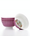 A floral frenzy, the Botanical Trellis Inside-Out bowls couple a romantic trellis pattern with fanciful blooms, all in everyday porcelain. (Clearance)