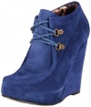 Betsey Johnson Women's Ryaan Bootie,Blue Suede,10 M US