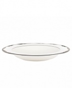 Take a shine to the Trimble Place rim soup bowl. Modern bone china hit by a wave of platinum embodies the unfussy yet undeniable elegance of kate spade.