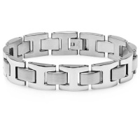 Men's Heavy Solid Stainless Steel Chain Link Bracelet 8 1/2 inches