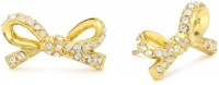 Kate Spade New York Skinny Mini Clear Gold-Tone Pave Bow Stud Earrings