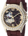 Disney Women's MN1054 Rhinestone Accent Minnie Mouse Brown Rubber Strap Watch