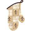 Majestic Black & Tan Fleur de Lis Kitchen Print Oven Mitt