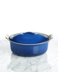 Capturing the charm of France, the oval cocotte has a high-glossed enamel finish and modern design that fits effortlessly into any kitchen, producing superior dishes bursting with rich aromas, tender juices and intoxicating flavors that only the cast-iron can deliver. 5-year limited warranty.