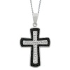 Stainless Steel Cross Pendant Necklace with White and Black Swarovski Crystal Chain, 18