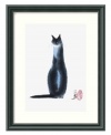 Sitting tall and proud, Cheng Yan's elegant Chinese Cat I gives felines everywhere an air of mystery. Displayed in a white mat and classic black frame with beaded detail.