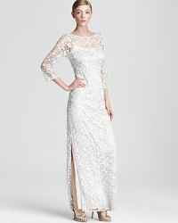 Bedecked in sparkling sequins, this Kay Unger Lace gown is positively ethereal.