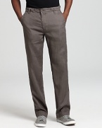 Casual wear gets a sophisticated twist with relaxed fit linen pants from BOSS Black.