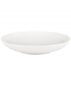 A modern balance. Create a sense of effortless urban luxury with the Matte & Shine soup bowl, featuring a minimalist coupe shape, white glaze and tonal banding by Donna Karan Lenox.