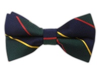 100% Silk Woven Boarding Stripe Midnight Navy and Hunter Self-Tie Bow Tie