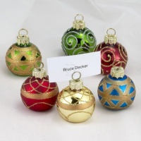 1.57 GLASS PLACECARD HOLDER ORNAMENTS 6PC.