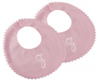 Princess Linens Garden Pique Bib, 2-pack - Baby Pink with White Rick Rack Trim-Z