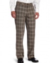 Haggar Men's C18 Broken Glen Plaid Straight Fit Flat Front Pant