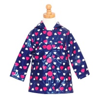 Pink Platinum Little Girls Size 4 Navy Hearts Chic Spring Rain Coat