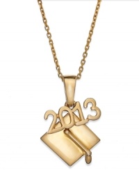 The next level awaits. Giani Bernini's necklace and class of '13 graduation cap pendant are set in 24k gold over sterling silver, symbolizing a bright future. Approximate length: 18 inches. Approximate drop: 1 inch.