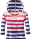 Roxy Kids Girls 2-6X Orchid Long Sleeve Hooded Top, Bubble Gum Stripe, 3T