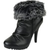 Breckelle'S Vera-21 Black Faux Leather Fur Ankle Booties, Size: 7 (M) US [Apparel]