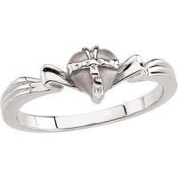 Genuine IceCarats Designer Jewelry Gift 14K White Gold Gift Wrapped Heart Chastity Ri. Gift Wrapped Heart Chastity Ri In 14K White Gold Size 5