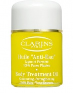 Anti-Eau Body Treatment Oil. Combat visible sponginess with this ultra-concentrated treatment oil. Formulated with 100% natural aromatic plant extracts specially selected for their ability to help minimize skin's 'spongy' appearance. Helps firm and tone cellulite-prone areas, leaving skin softer and more supple. Aromatherapeutic properties work to promote overall well-being, energizing and refreshing your body for a lighter feeling. Imported from France. 3.4 oz. 