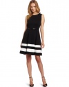 Calvin Klein Women's Fit N Flare Dress, Black/Ivory, 2