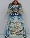 Jim Shore Blessed Be Your Winter Memories Blue Angel With Winter Scene Figurine