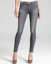 Super skinny Hudson jeans in a neutral grey wash and classic five-pocket silhouette.