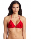 Shoshanna Women's Ruffle Triangle Bikini Top, Red Solid, C/D