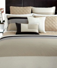 Hotel Collection Panel Stripe 400T King Duvet Cover Champagne/Silver/Black