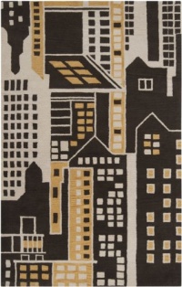 Area Rug 5x8 Rectangle Contemporary Espresso Color - Surya Naya Rug from RugPal