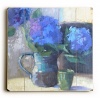 Blue Flower Spout 30x30 Limited-Edition Artistic Planked Wood Sign by Carol Schiff