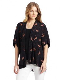 French Connection Women's Fast Sallow Swoop Kimono Top, Black, Small/Medium