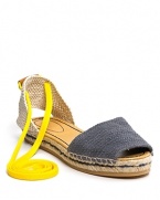 Sunny yellow ankle wrap ties bring added cheer to a classic espadrille flat from See by Chloé.