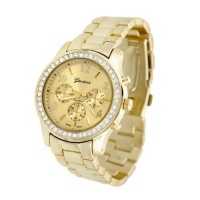 Geneva Platinum Women's CZ Accented Link Watch