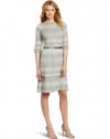 Jones New York Women's Shimmer Knit Cowl Neck Raglan Dress, Silver, 6