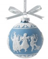 In true blue and white porcelain, this Wedgwood ornament embodies the true feeling of the season with the embossed saying: Merry Christmas and Happy New Year.