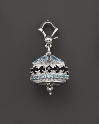 Inspired by Zen philosophy, this intricately detailed, matte sterling silver meditation bell from Paul Morelli is set with blue topaz and black spinel.