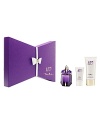 Fragrance and fashion are paired together in this extraordinary selection of Alien treasures. The products are housed in a striking angular box, accented with a chic leather-like knot.Set includes:- Refillable Eau de Parfum Spray, 30 mL/1 fl. oz.- Radiant Body Lotion, 100 mL/3.4 oz. net wt.- Radiant Shower Gel, 30 mL/1 fl. oz.