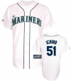 Ichiro Suzuki Seattle Mariners Replica Home Jersey, White with Navy/Green