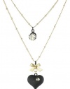 Betsey Johnson Essentials Puff Heart 2-Row Necklace